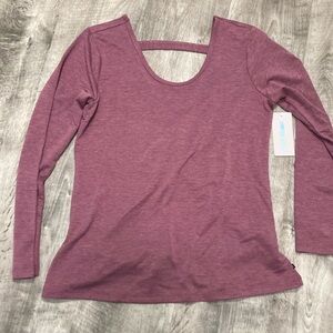 Long sleeve, dark mauve, open back detail